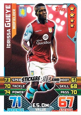 Sticker Idrissa Gueye - English Premier League 2015-2016. Match Attax n. 46 - Topps