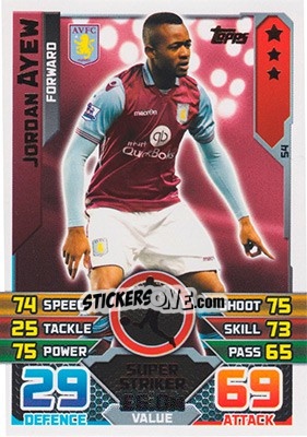 Sticker Jordan Ayew - English Premier League 2015-2016. Match Attax n. 54 - Topps