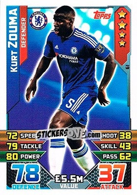 Cromo Kurt Zouma - English Premier League 2015-2016. Match Attax - Topps