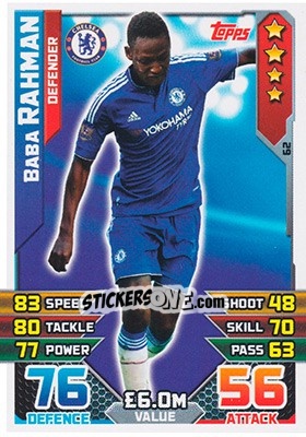 Sticker Baba Rahman - English Premier League 2015-2016. Match Attax - Topps