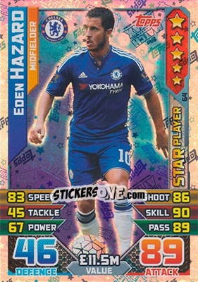 Sticker Eden Hazard - English Premier League 2015-2016. Match Attax - Topps