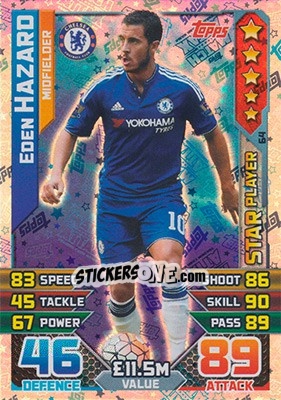 Sticker Eden Hazard - English Premier League 2015-2016. Match Attax n. 64 - Topps