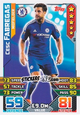 Sticker Cesc Fabregas - English Premier League 2015-2016. Match Attax n. 65 - Topps