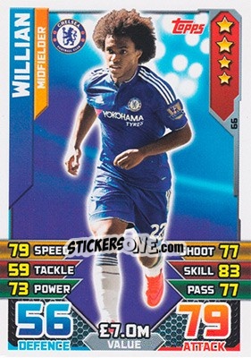 Sticker Willian - English Premier League 2015-2016. Match Attax n. 66 - Topps