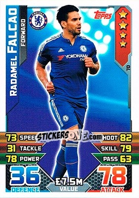 Sticker Radamel Falcao - English Premier League 2015-2016. Match Attax n. 70 - Topps