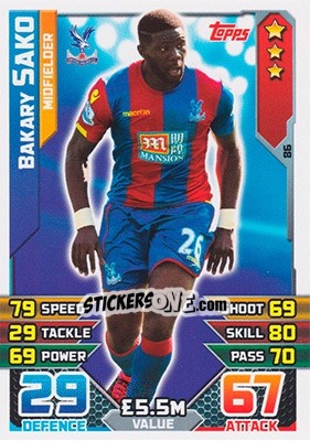 Sticker Bakary Sako - English Premier League 2015-2016. Match Attax - Topps