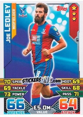 Sticker Joe Ledley - English Premier League 2015-2016. Match Attax n. 87 - Topps