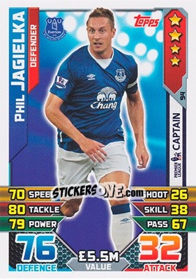 Sticker Phil Jagielka - English Premier League 2015-2016. Match Attax n. 94 - Topps