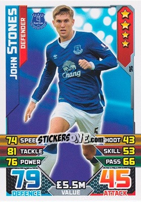 Sticker John Stones - English Premier League 2015-2016. Match Attax n. 96 - Topps