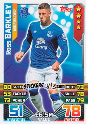Sticker Ross Barkley - English Premier League 2015-2016. Match Attax n. 100 - Topps