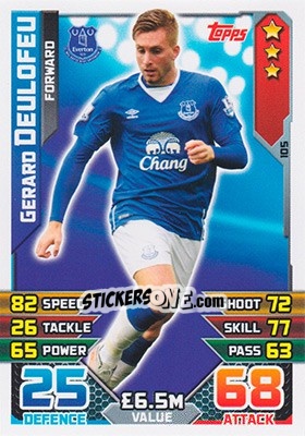 Sticker Gerard Deulofeu - English Premier League 2015-2016. Match Attax n. 105 - Topps