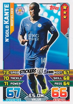 Sticker N'Golo Kante - English Premier League 2015-2016. Match Attax n. 117 - Topps
