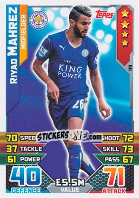 Sticker Riyad Mahrez - English Premier League 2015-2016. Match Attax n. 119 - Topps