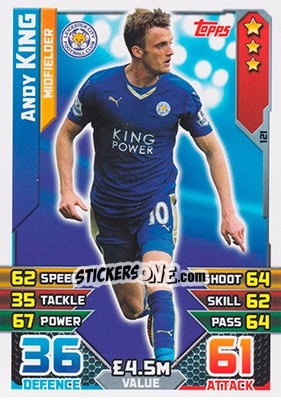 Cromo Andy King - English Premier League 2015-2016. Match Attax - Topps