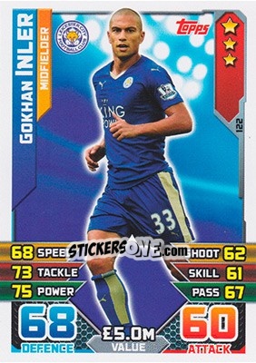 Sticker Gokhan Inler - English Premier League 2015-2016. Match Attax n. 122 - Topps