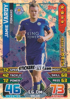 Sticker Jamie Vardy - English Premier League 2015-2016. Match Attax n. 124 - Topps