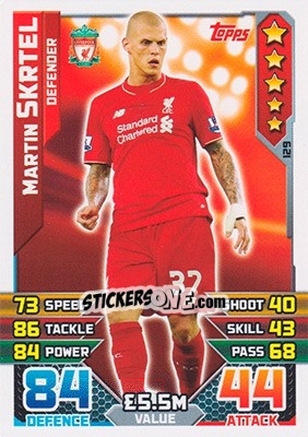 Cromo Martin Skrtel - English Premier League 2015-2016. Match Attax - Topps