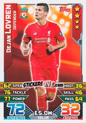 Sticker Dejan Lovren - English Premier League 2015-2016. Match Attax n. 130 - Topps