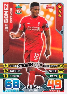 Sticker Joe Gomez - English Premier League 2015-2016. Match Attax n. 131 - Topps