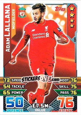 Sticker Adam Lallana - English Premier League 2015-2016. Match Attax n. 134 - Topps