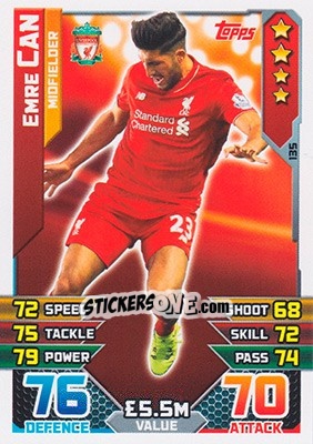 Sticker Emre Can - English Premier League 2015-2016. Match Attax n. 135 - Topps