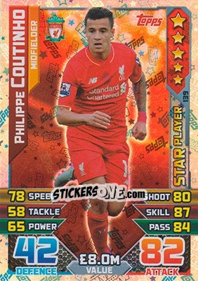 Sticker Philippe Coutinho - English Premier League 2015-2016. Match Attax - Topps