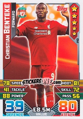 Sticker Christian Benteke - English Premier League 2015-2016. Match Attax n. 140 - Topps
