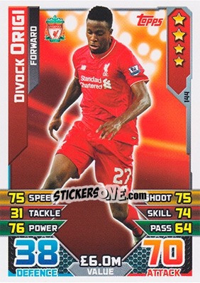 Sticker Divock Origi - English Premier League 2015-2016. Match Attax n. 144 - Topps