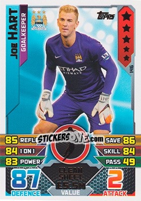 Sticker Joe Hart - English Premier League 2015-2016. Match Attax n. 146 - Topps