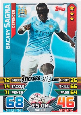 Sticker Bacary Sagna - English Premier League 2015-2016. Match Attax - Topps