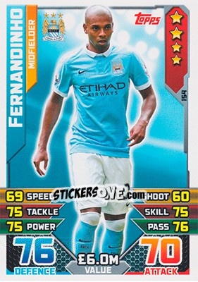 Sticker Fernandinho - English Premier League 2015-2016. Match Attax n. 154 - Topps