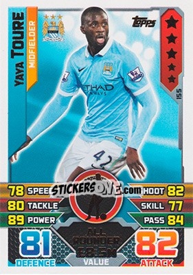 Sticker Yaya Toure - English Premier League 2015-2016. Match Attax n. 155 - Topps