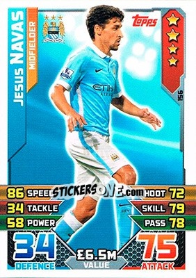 Sticker Jesus Navas - English Premier League 2015-2016. Match Attax n. 156 - Topps