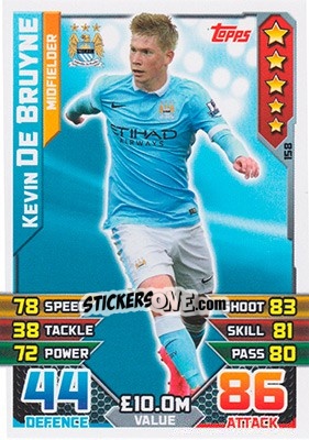 Sticker Kevin De Bruyne - English Premier League 2015-2016. Match Attax n. 158 - Topps