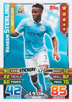 Sticker Raheem Sterling - English Premier League 2015-2016. Match Attax n. 159 - Topps