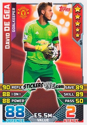Sticker David de Gea - English Premier League 2015-2016. Match Attax n. 164 - Topps