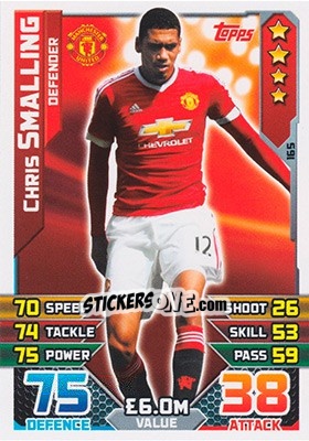 Sticker Chris Smalling - English Premier League 2015-2016. Match Attax n. 165 - Topps