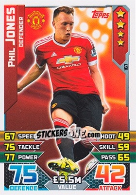 Cromo Phil Jones - English Premier League 2015-2016. Match Attax - Topps