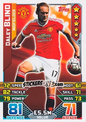 Sticker Daley Blind - English Premier League 2015-2016. Match Attax n. 171 - Topps