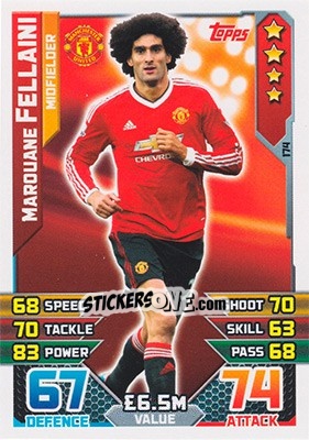 Sticker Marouane Fellaini - English Premier League 2015-2016. Match Attax n. 174 - Topps