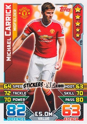 Sticker Michael Carrick - English Premier League 2015-2016. Match Attax n. 175 - Topps