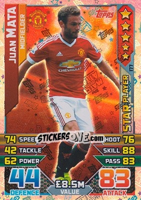 Sticker Juan Mata - English Premier League 2015-2016. Match Attax n. 177 - Topps