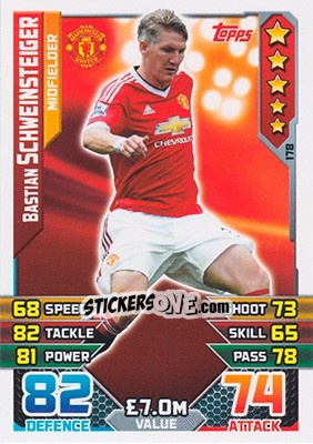 Sticker Bastian Schweinsteiger - English Premier League 2015-2016. Match Attax n. 178 - Topps