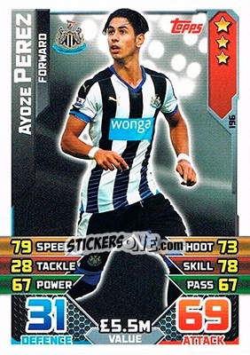 Figurina Ayoze Perez - English Premier League 2015-2016. Match Attax - Topps