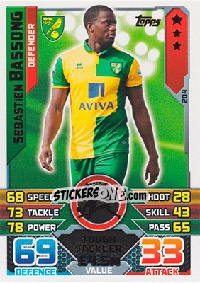 Sticker Sebastien Bassong - English Premier League 2015-2016. Match Attax - Topps