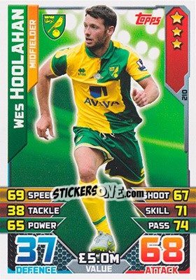 Sticker Wes Hoolahan - English Premier League 2015-2016. Match Attax - Topps