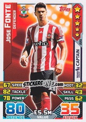 Sticker Jose Fonte - English Premier League 2015-2016. Match Attax - Topps