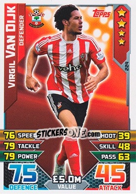 Sticker Virgil van Dijk - English Premier League 2015-2016. Match Attax n. 224 - Topps