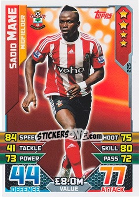Sticker Sadio Mane - English Premier League 2015-2016. Match Attax n. 225 - Topps