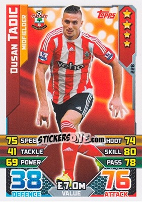 Sticker Dusan Tadic - English Premier League 2015-2016. Match Attax n. 228 - Topps
